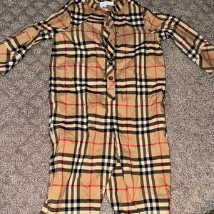 Burberry Beige and Black Checkered Romper